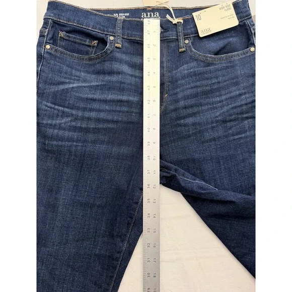 A.n.a High-Rise Flare Jeans Womens 10 Blue Dark Wash Stretch Slim 31x32 - Picture 4 of 11